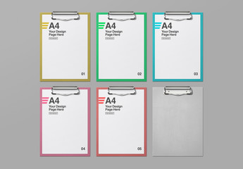 6 Clipboards with Papers Mockup