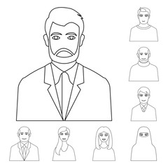 Isolated object of character  and avatar icon. Set of character  and person stock vector illustration.
