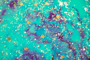 Turquoise Galaxy Background Texture. Beautiful swirls of purple and tuquoise. Stars and sparkles. Dreams and wishes. All the happy things. Lose yourself inside the fantasy galaxy.