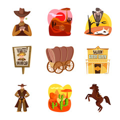 Vector design of wild and west logo. Set of wild and american stock vector illustration.