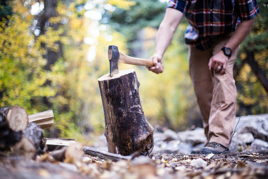 Chopping wood for kindling