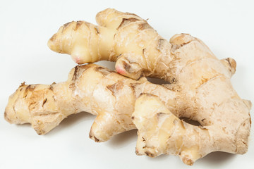 Ginger spice root - Zingiber officinale, photo on neutral background