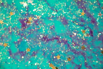 Turquoise Galaxy Background Texture. Beautiful swirls of purple and tuquoise. Stars and sparkles. Dreams and wishes. All the happy things. Lose yourself inside the fantasy galaxy.