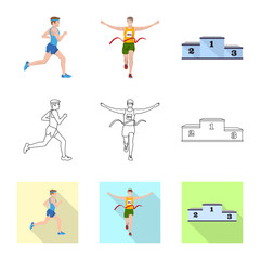 Isolated object of sport  and winner logo. Collection of sport  and fitness  stock symbol for web.