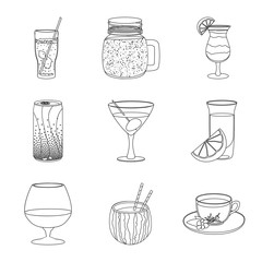 Isolated object of drink and bar symbol. Collection of drink and party vector icon for stock.