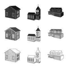 Vector illustration of facade and housing logo. Set of facade and infrastructure stock symbol for web.