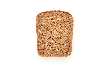 Rye bread piece isolated on white background. Bakery products