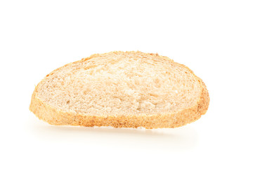 Wheat bread piece isolated on white background. Bakery products
