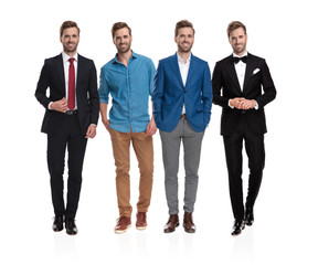 Obraz premium Elegant man posing with four different clothing styles
