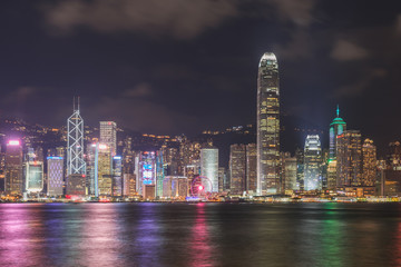 Fototapeta na wymiar Night view of the Victoria Habour in Hong Kong, China