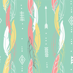 Hand drawn vector illustration. Seamless pattern with tribal arrows. Perfect for wallpapers, greeting cards, blogs, web page background and more