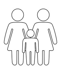 A schematic depiction of a family couple of lesbian women with children