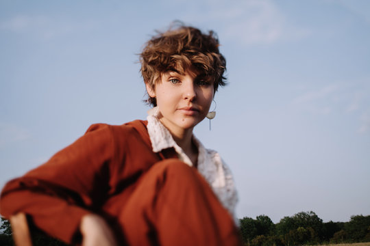 Dreamy sunny portrait of beautiful woman