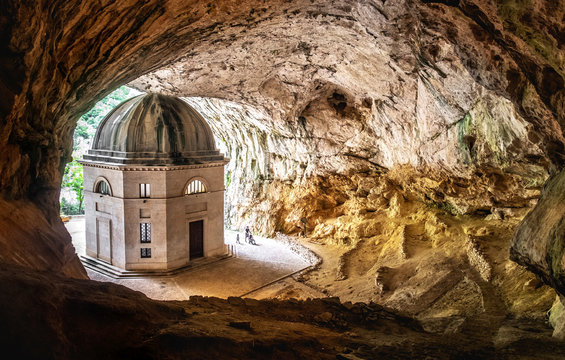church inside cave in Italy - Marche - the temple of Valadier church near Frasassi caves in Genga Ancona