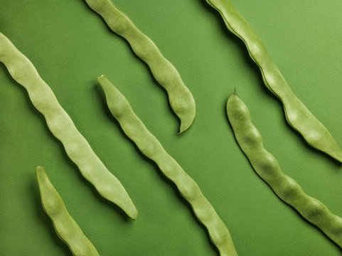 Background with green pea pods