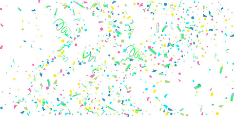 Colorful confetti on white background.