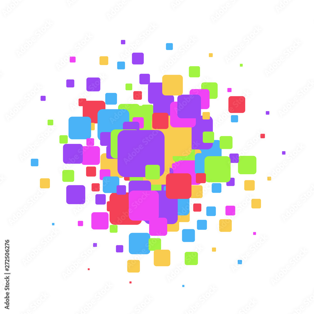 Poster colorful overlapping squares background for text