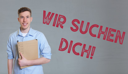 Wir suchen Dich Stempel mit sympathischem Lehrling