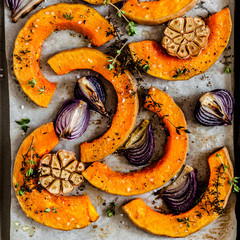 Roasted Squash Slices with Red Onions