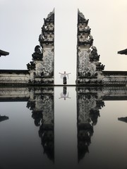 yoga in Bali, meditation in the temple, spirituality and enlightenment 