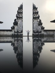 yoga in Bali, meditation in the temple, spirituality and enlightenment 