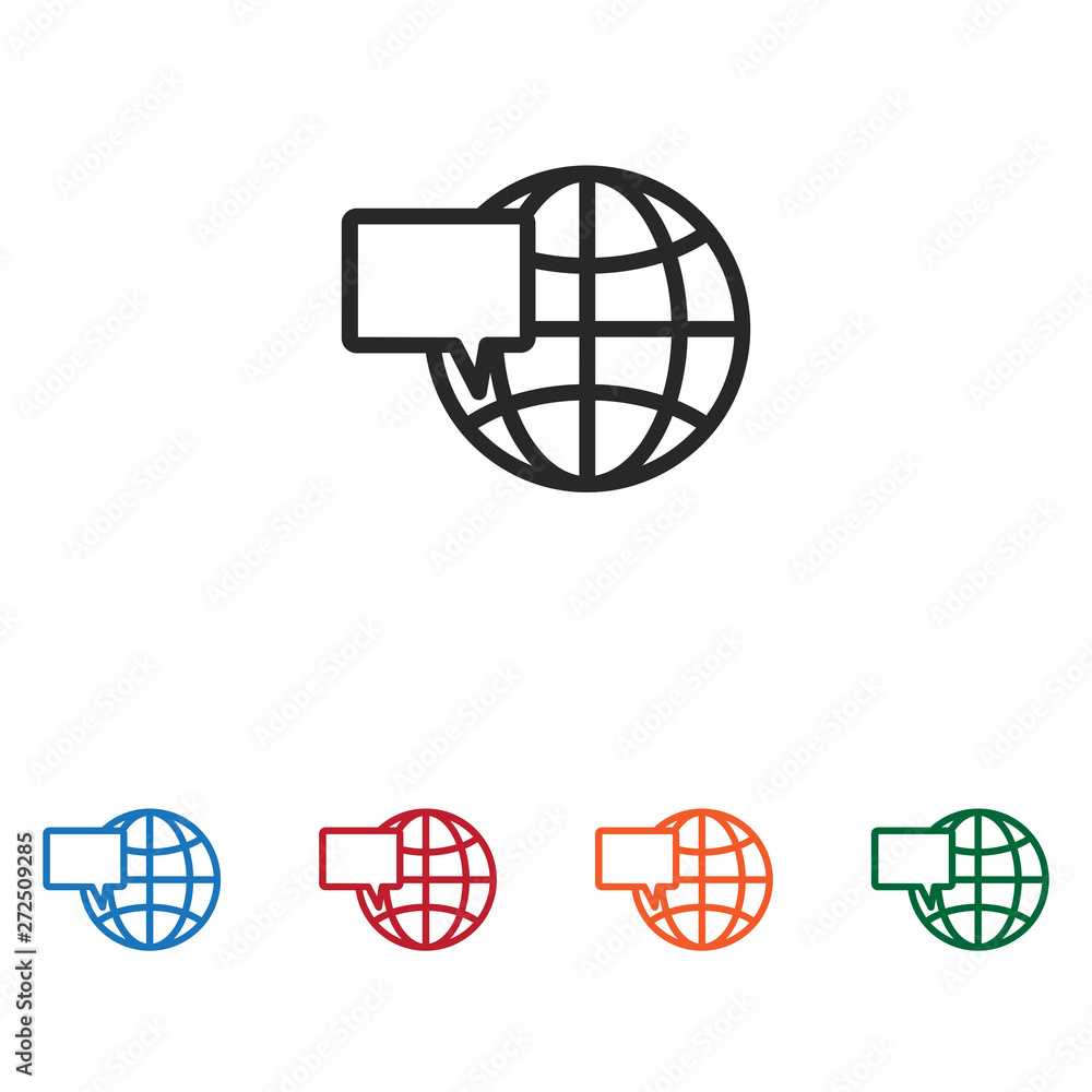 Poster web globe and speech bubble vector icon