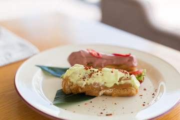 Healthy food snack witj cheese and vegetables. Restaurant menu