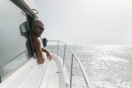 Yacht skipper sailing the ocean