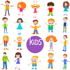 cartoon kids and teens characters set