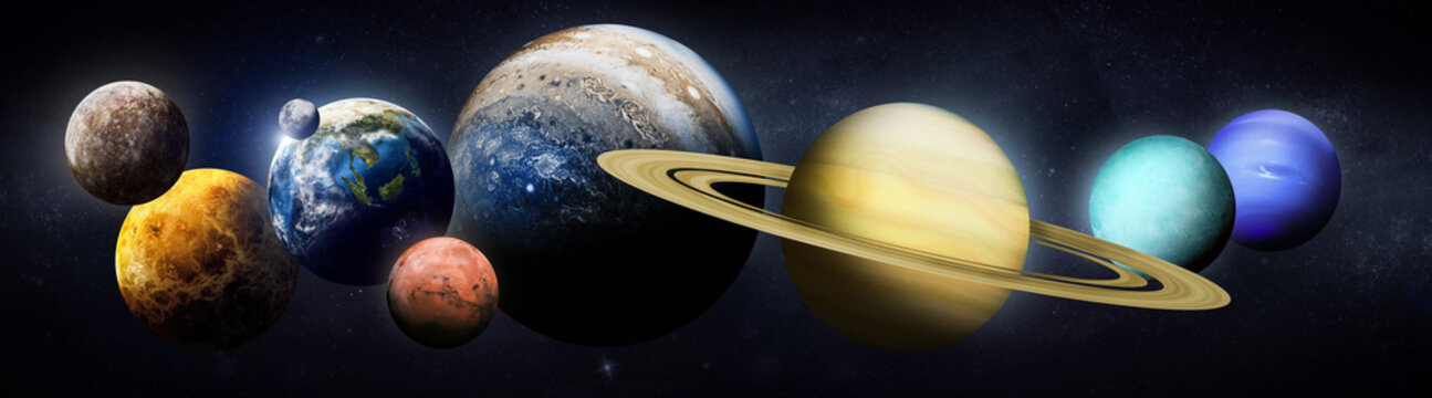 Solar system planets high resolution set. Earth, Mars, Sun and other planet. Elements of this image furnished by NASA