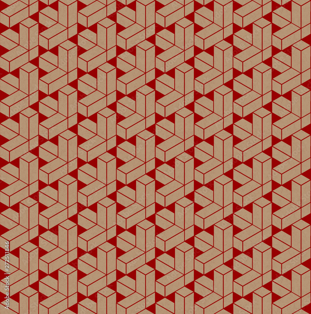 Aufkleber Colored abstract geometrical seamless pattern on old concrete surface. Modern print design. 3d rendering