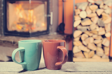 cup of coffee on wooden table