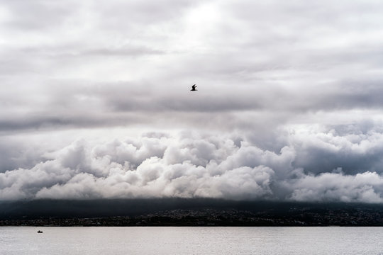 Clouds over sea and island