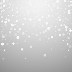 White dots Christmas background. Subtle flying sno
