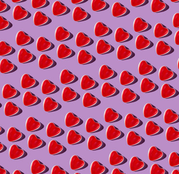 Gummy Heart Pattern on Lilac