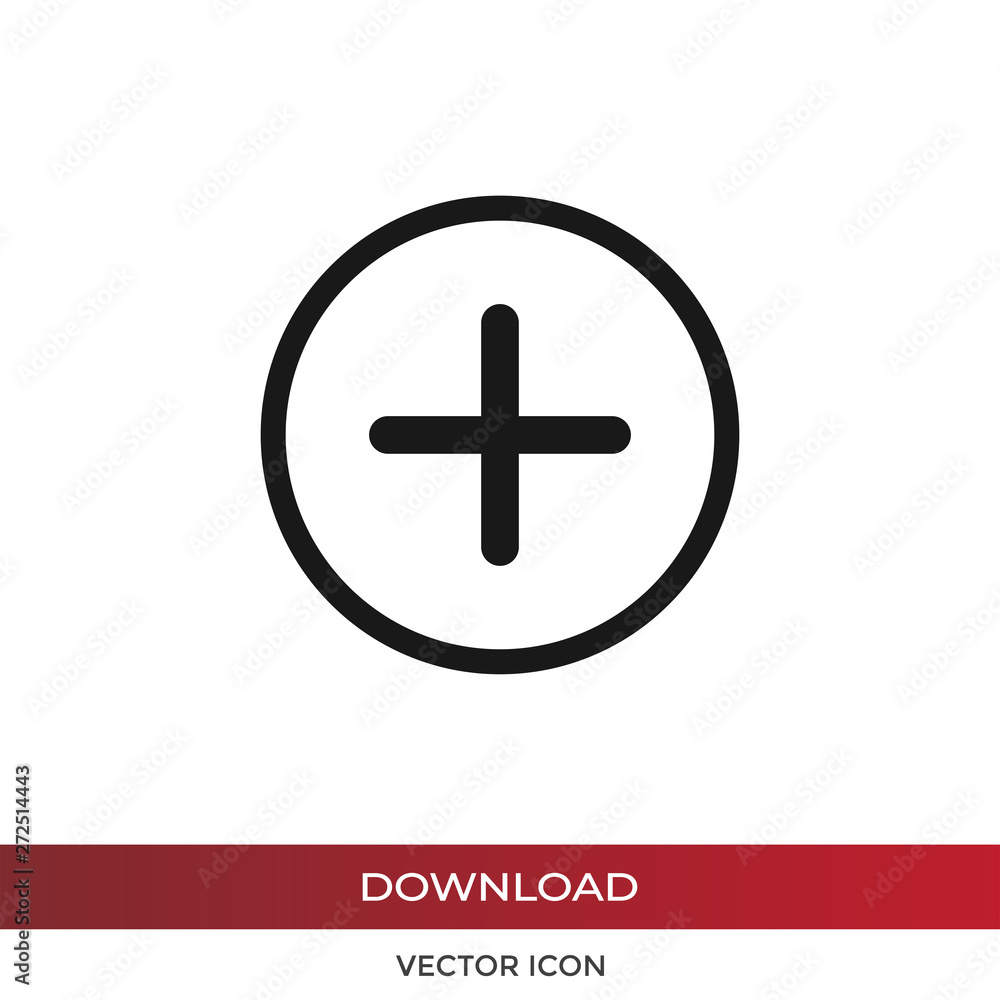 Aufkleber plus vector icon, add symbol in modern design style for web site and mobile app