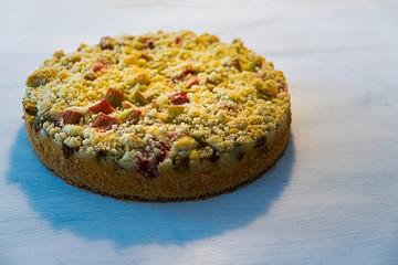 Ein Gebackener Rhabarberkuchen 