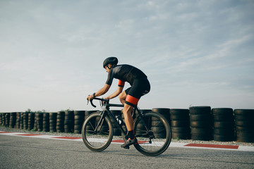 Cycling in the race track.