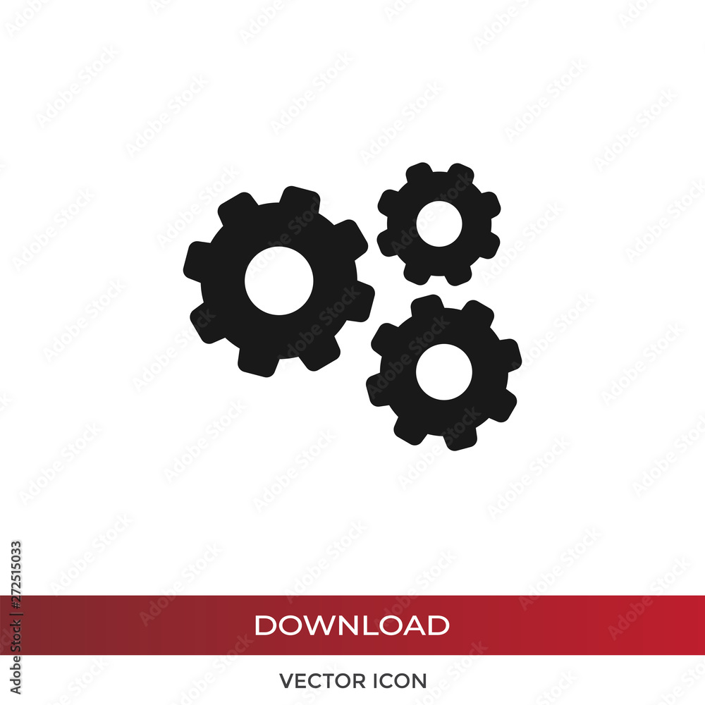 Aufkleber gears vector icon in modern design style for web site and mobile app