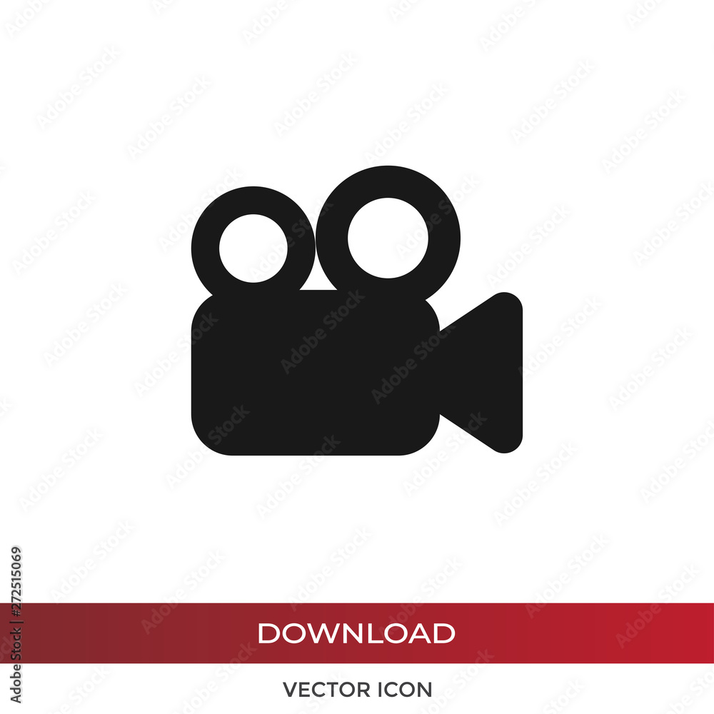 Poster video camera vector icon in modern design style for web site and mobile app