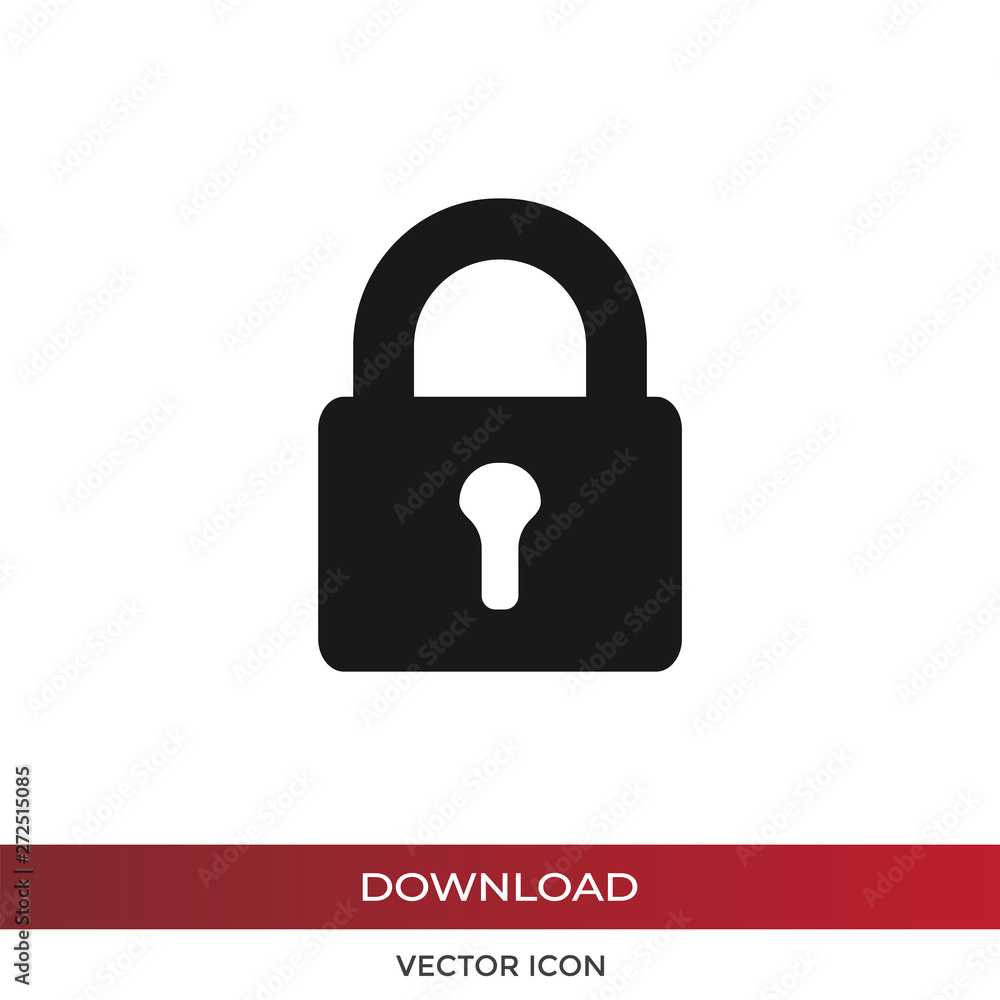 Aufkleber black lock vector icon in modern design style for web site and mobile app