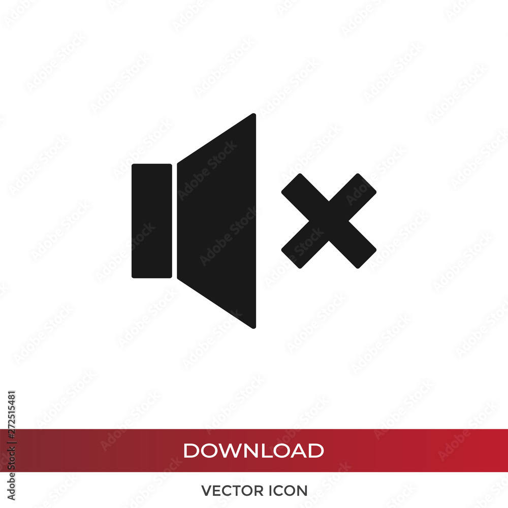 Aufkleber speaker mute vector icon in modern design style for web site and mobile app