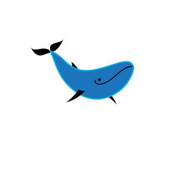 Blue whale vector icon isolated