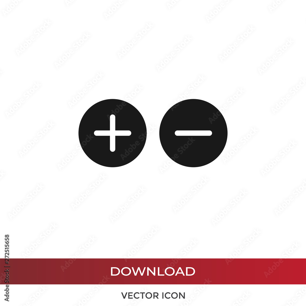 Aufkleber plus and minus vector icon in modern design style for web site and mobile app