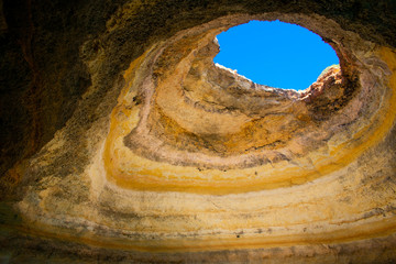Famous Cave on Praia de Benagil iconic Landmark in Lagos, Algarve Portugal