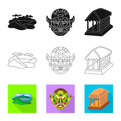 Vector design of  and travel logo. Set of  and traditional stock symbol for web.