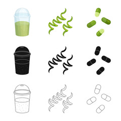 Vector design of protein and sea logo. Set of protein and natural stock vector illustration.