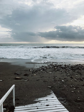 Sea waves crushing on the beach
