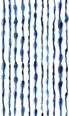 Foto op Plexiglas Verticale strepen Verticale indigo blauwe lijnen. Aquarel abstract naadloos patroon
