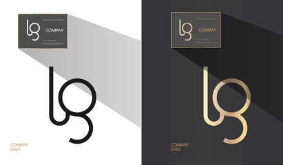 Creative monogram - hand drawn calligraphy sign. Business card design included. Lowercase l and g letter combination. Vector illustration.